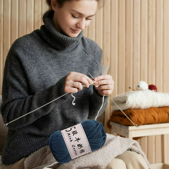 Tgbvmt Crochet Yarn 5 Strands Milk Cotton DIY Knitting Thread Wool Ball Soft Hand Woven Yarn Craft Supplies Sweater Hats Dolls Bags Scarves Weaving Accessories Home Decor Party Favors Creative Gift