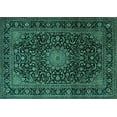 thumbnail image 1 of Ahgly Company Indoor Rectangle Medallion Turquoise Blue Traditional Area Rugs, 6' x 9', 1 of 4