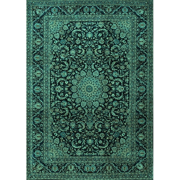 Ahgly Company Indoor Rectangle Medallion Turquoise Blue Traditional Area Rugs, 6' x 9'