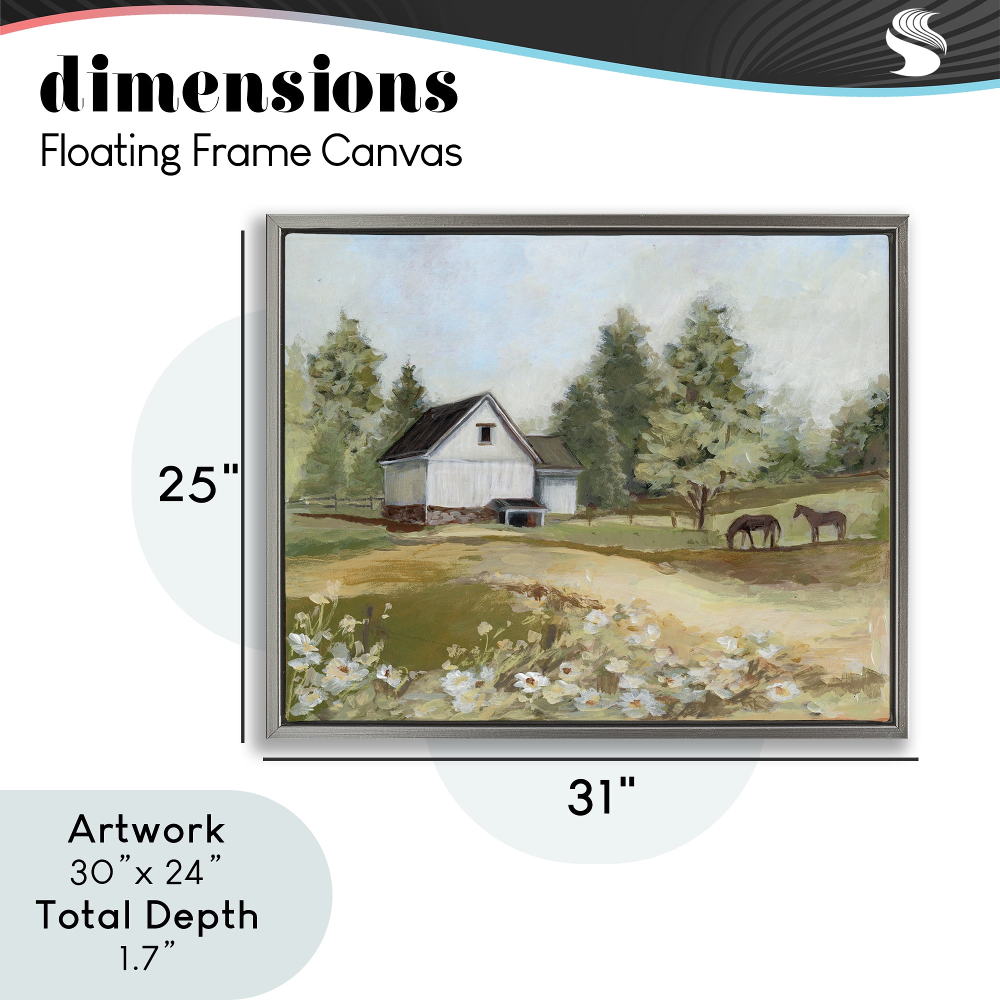 Stupell Industries Barn Field Landscape Gray Framed Floater Canvas Wall Art, design by Susan Winget