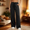 thumbnail image 6 of Vixolx Baggy Sweatpants for Women Straight Stretchy Solid Color Casual Sports Trousers Wide Leg Pants with Pocket, 6 of 6