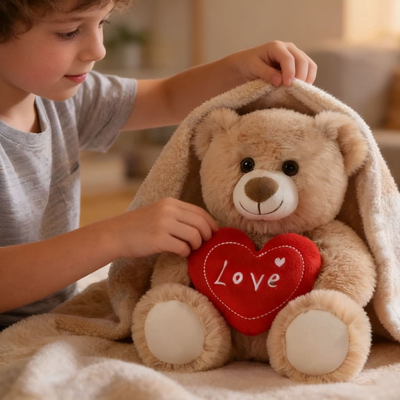 BESTSKY 2026 New Teddy Bear with Heart,Valentine Plush Toy,Plush Teddy Bear with Red Heart I Love You 12” Cute Small Teddy Bear Soft Stuffed Animal Plush Doll for Valentines Wedding Anniversary Gif