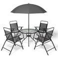 thumbnail image 1 of Costway 6pcs Meubles de Patio Ensemble de Jardin Parasol W / Table & 4 Chaises Pliantes Gris, 1 of 10