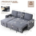 thumbnail image 2 of Tabaray Reversible Sectional Sofa Couch with Pull-Out Bed, Modern Linen L-Shaped Sleeper Sofa Bed with Storage Chaise/Cup Holder/Side Pocket, Furniture Set for Living Room, Small Space, Dark Grey, 2 of 9