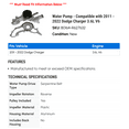 thumbnail image 2 of Water Pump - Compatible with 2011 - 2022 Dodge Charger 3.6L V6 2012 2013 2014 2015 2016 2017 2018 2019 2020 2021, 2 of 2