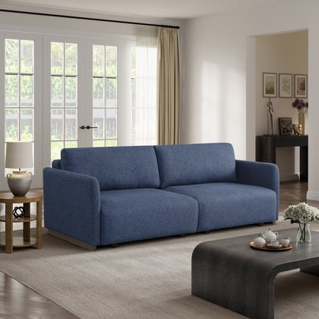 Serta Taggert Convertible Sofa in Navy Blue Fabric Upholstery
