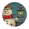 thumbnail image 4 of BANET Christmas Fitted Table Cover, Snowman with Santa Hat with a Gift and Candle Cartoon Image, Indoor/Outdoor Waterproof Tablecloth, Patio and Kitchen 31"-35, 4 of 8
