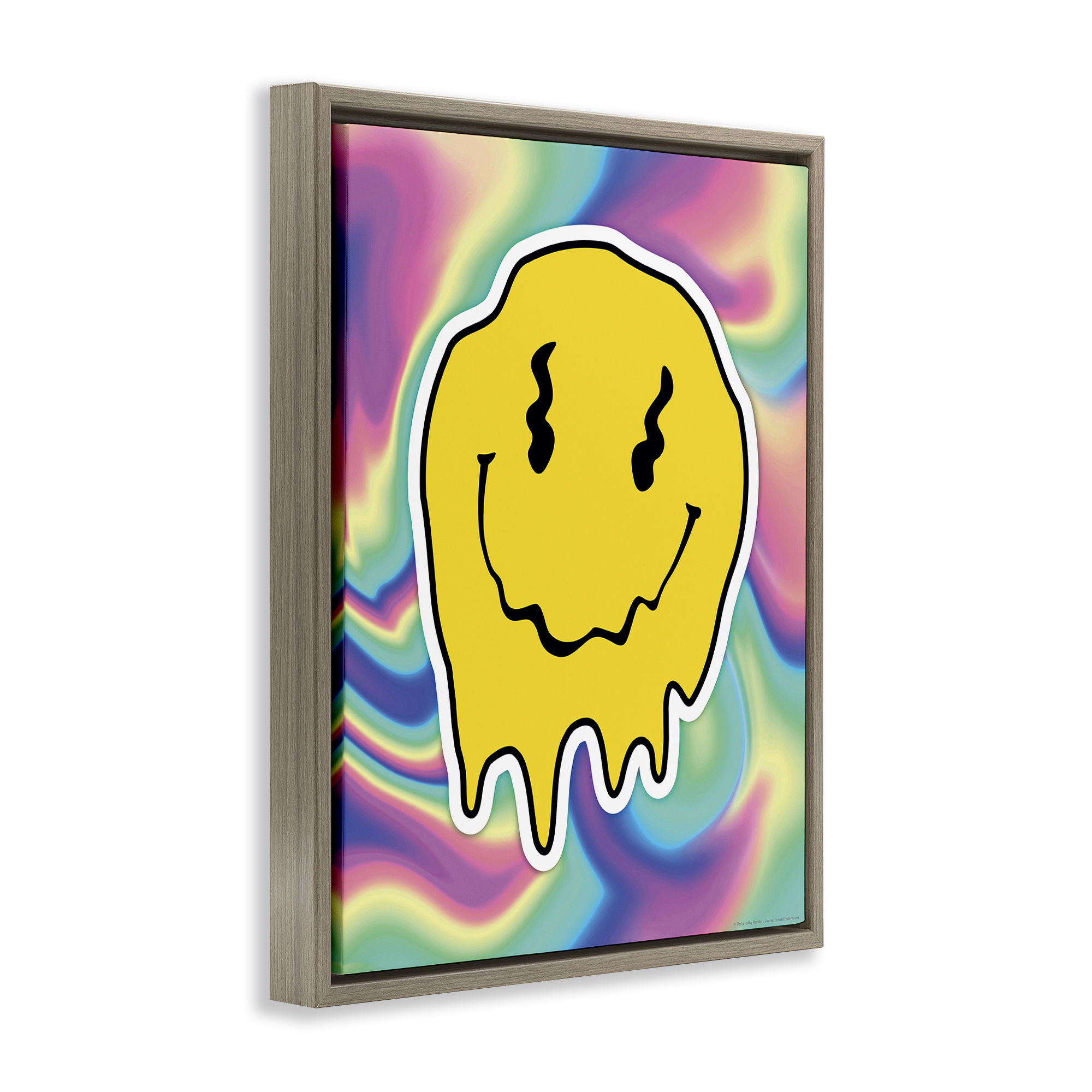 Stupell Industries Abstract Melting Smiley Abstract Painting Brown Floater Framed Canvas Art Print Wall Art, 25 x 31