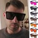 thumbnail image 3 of ZHAOCHENG Gafas de sol cuadradas extragrandes de lujo para mujer, de nuevo estilo, en negro y naranja., 3 of 4