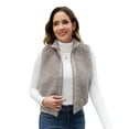 thumbnail image 7 of ieFashion Womens Faux Fur Cropped Coats Long Sleeve Open Front Cardigan Top Fluffy Warm Outwear,Gray,M, 7 of 7