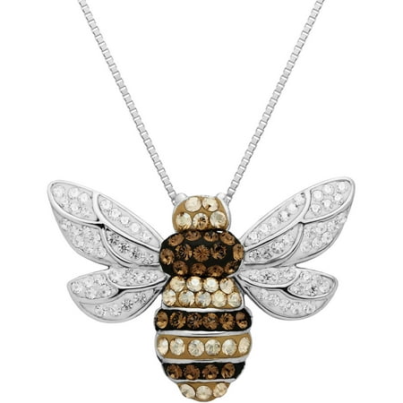 Luminesse Sterling Silver Bumble Bee Pendant made with Swarovski Elements, 18