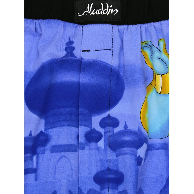 Disney Aladdin Genie Jafar Mens Briefly Stated Boxer Lounge Shorts (Small,  Blue/Multi) at  Men's Clothing store