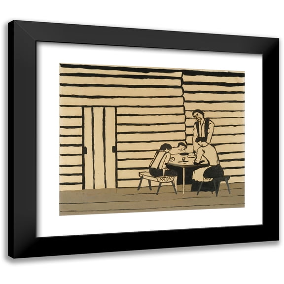 Horace Pippin 14x12 Black Modern Framed Museum Art Print Titled - Family Supper (Saying Grace) (1946)