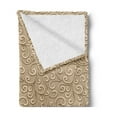 thumbnail image 2 of Beige Soft Flannel Fleece Blanket, Baroque Floral Swirls Damask Pattern Classic Victorian Style in Retro Antique Background, Cozy Plush for Indoor and Outdoor Use, 50" x 60", Beige, by Ambesonne, 2 of 5