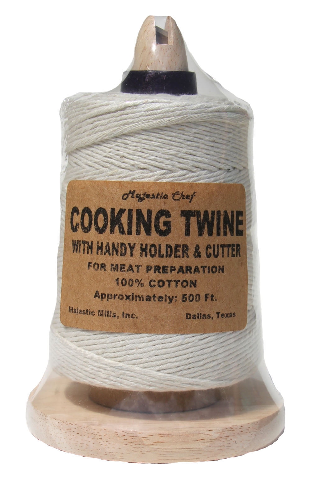 Majestic Chef Cooking Twine 500' Cone with Cutter & Holder