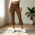 thumbnail image 6 of Lumtrix Women's Flare Capri Leggings Fold Over Low Rise Yoga Pants Slim Fit Soft Capris Workout Lounge Legging Brown 2XL, 6 of 8