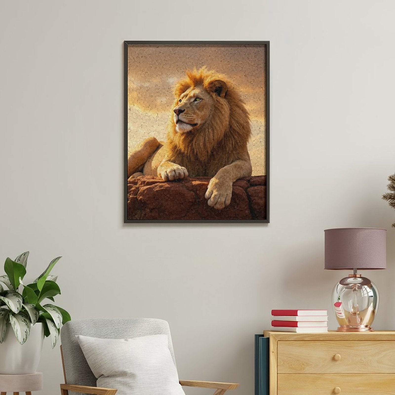 Paint by Numbers Kit for Adults, Majestic Lion Sunset Rock Paint by Numbers, Easy Paint by Numbers Kit for Adults Beginner, DIY Adult Paint by Number Kits on Canvas, 12x16in Home Decor