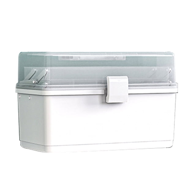 Caja de medicina Caja de píldoras First Aid Medicine Organizer Cajas de organizador con mango Cosméticos Estuche de almacenamiento Emergencia para el hogar Inicio Escuela Viajes Blanco AweSitey HA012684-01