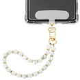 thumbnail image 1 of Uxcell Phone Wrist Strap, Pearl Beaded Phone Charm with Tether Tab, Silver & White, 1 of 6