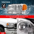 thumbnail image 4 of TopAutoGear for 1999-2006 GMC Sierra Headlight Assembly Compatible with 99-06 GMC Sierra 1500 2500 3500/00-06 GMC Yukon Clear Lens Chrome Housing with Amber Reflector Headlamp Replacement Left and Rig, 4 of 7