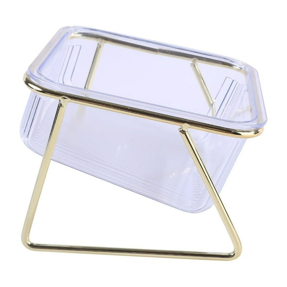 Raised Cat Food Water Bowl Transparent Slanting Mouth Elevated Pet Bowls for Cats Dogs Golden Iron Single Bowl