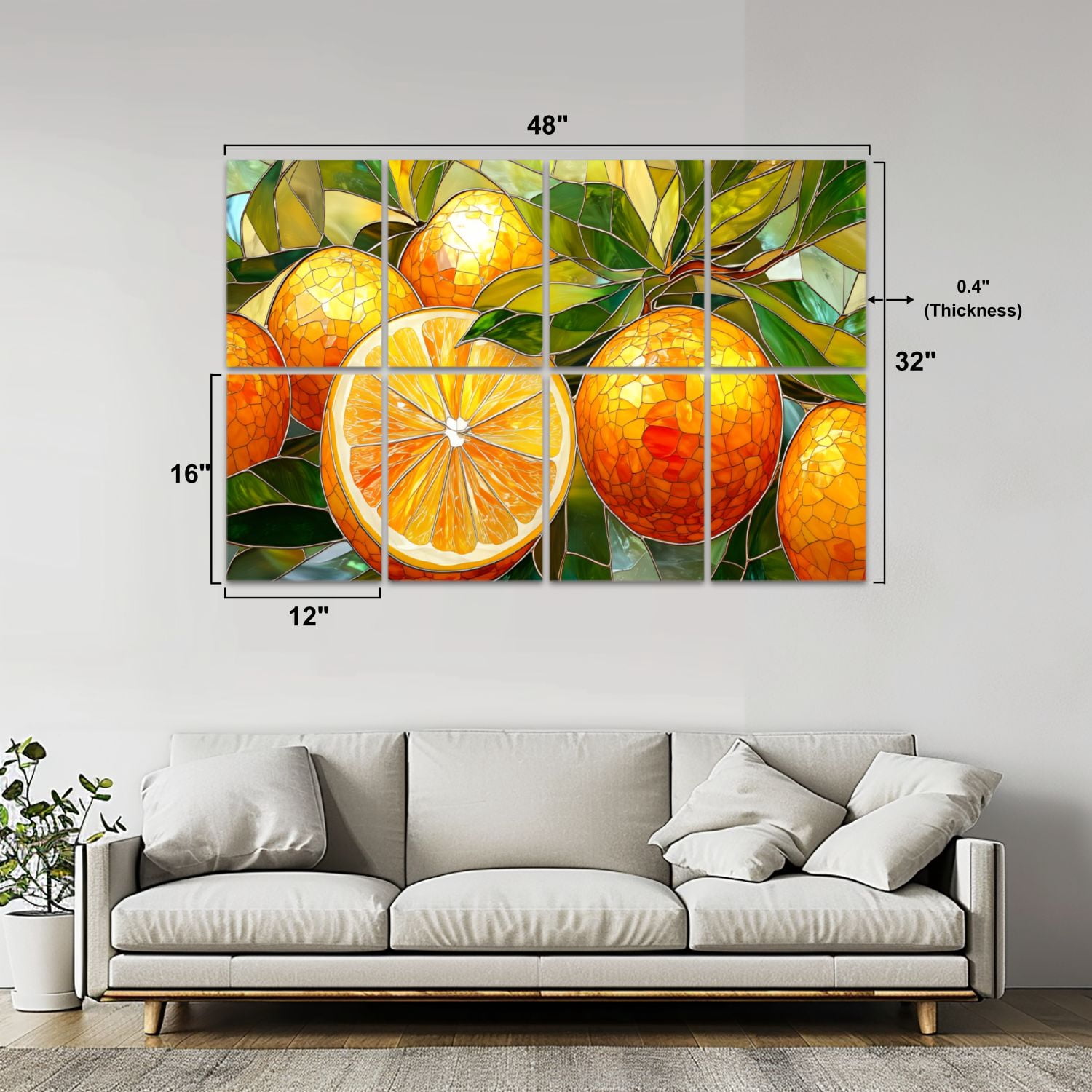 Stained Glass Style 8 Pack Art Acoustic Panels Sound Absorbing bright Oranges Decorative Soundproof Wall Panels Self Adhesive for Nursery Game Room Bedroom 48"x32"
