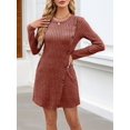 thumbnail image 6 of Osfvolr Long Sleeve Dress for Women Tunic Sweater Dresses with Pockets Fashion Buttons Side Brick Red L, 6 of 8