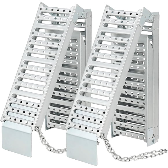 2-Pack 6FT Tri-Fold Steel Loading Ramps- 1000LB Capacity Heavy Duty Folding ATV/Motorcycle Ramps for Trucks & Trailers,9" Anti-Slip Surface,Easy Assembly,Silver