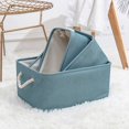 thumbnail image 4 of Baywell Blue Storage Basket, Tall Rectangular Shelf Baskets Canvas Collapsible Storage Bins with Handles for Organizing Living Room, 16.14*12.20*7.87", 4 of 9