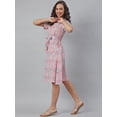 thumbnail image 4 of Jansaya Indian Round Neck Half Sleeve Floral Light Pink Cotton Western Dress For Women, 4 of 7