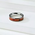 thumbnail image 6 of 4MM/6MM/8MM Silver Band Men Women 316L Stainless Steel Wood Inlay Ring Size 6-12, 6 of 9