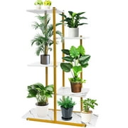 HadinEEon Plant Stand, 4 Tier 5 Potted Planter Rack Storage Organizer Flower Pot Holder Shelves, White