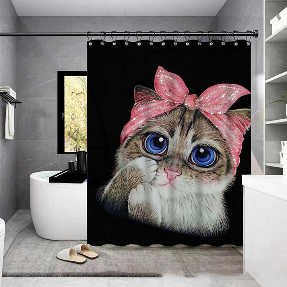 Poster Decor Retro Car Bathroom Fabric Shower Curtain Waterproof 71X71 Inches 