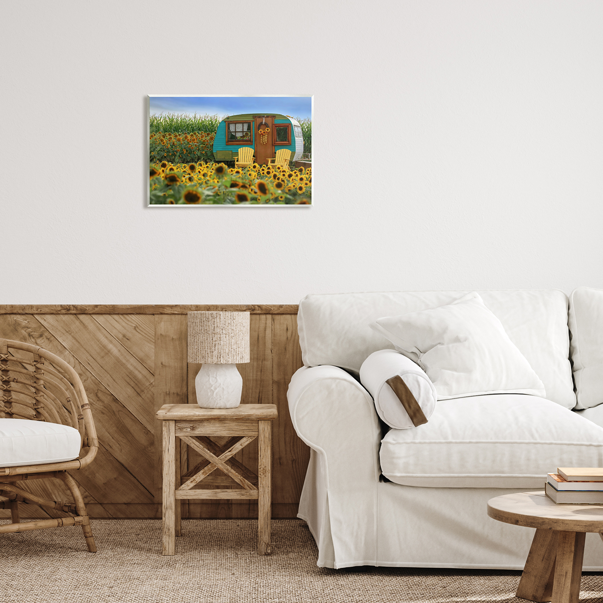 Stupell Lovely Sunflower Field Camper Botanical & Floral Photography Wall Plaque Unframed Art Print Wall Art