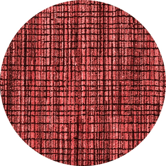 Ahgly Company Machine Washable Indoor Round Abstract Red Modern Area Rugs, 8' Round