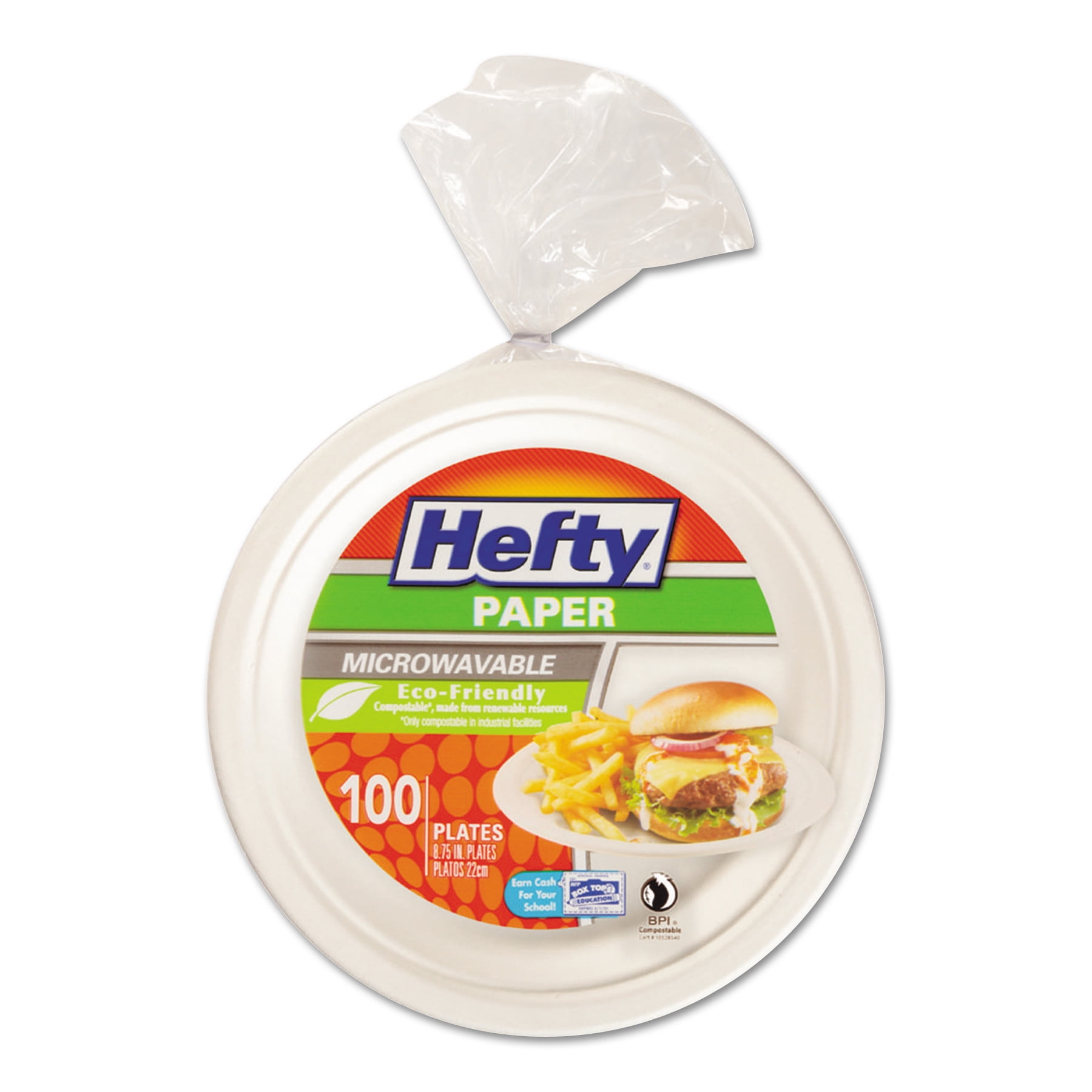 16 Count Hefty ECOSAVE 100% Compostable Paper Plates 10-1/8 Inch 