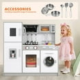 thumbnail image 4 of LAZY BUDDY Play Kitchen for Kids, Wooden Chef Pretend Toy Kitchen with Washing Machine, Water Dispenser, Stove, Real Sound & Light, Telephone, Range Hood, Oven, 4 of 11
