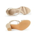 thumbnail image 4 of BLISSFUL STEP Women Crisscross Ankle Strap Block Heel Sandals Beige 7.5, 4 of 6