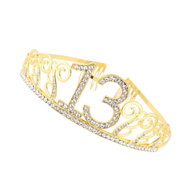 Sonducket Diadema para fiesta de cumpleaños, accesorios de decoración para celebración, tocado elegante brillante para chicas jóvenes, adorno Accesorio para el cabello dorado(13)