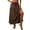 ☪546-Brown, variant on Women's Solid Ice Silk Crinkle Slit Long Midi Skirt - Flowy Maxi Skirt for Beach and Vacation, Pants for Women