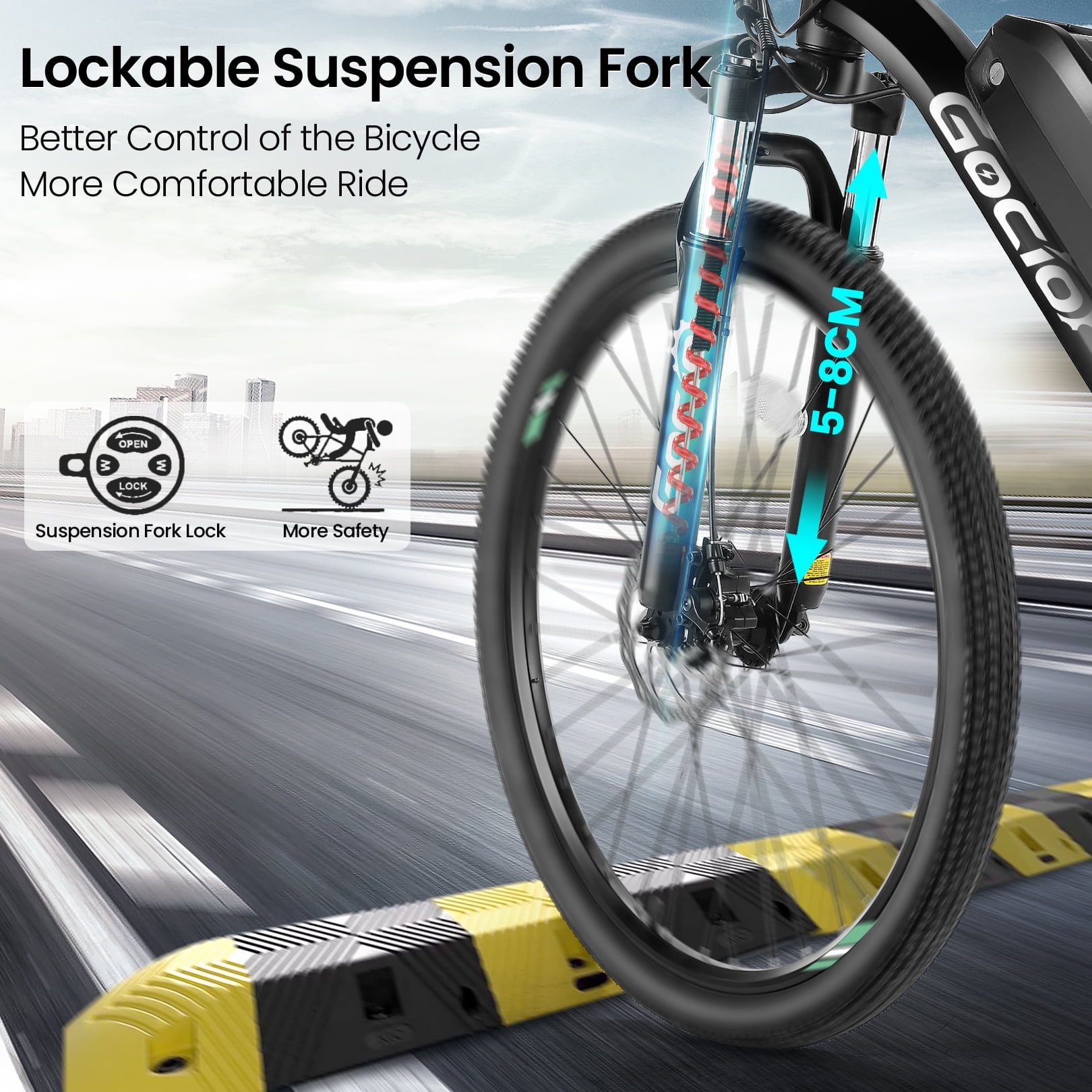 Gocio 26" Electric Bike, 350W Electric Bike for Adults 19.8MPH Electric Mountain Bike, LCD, Lockable Suspension Fork, 374.4Wh 36V Battery UL2849 Certified, 21-Speed E-Bikes Adult Electric Bicycle