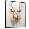 thumbnail image 2 of Designart "Beige Ibex In Minimalist Antelope" Animals Antelope Floater Framed Wall Art Living Room, 2 of 5