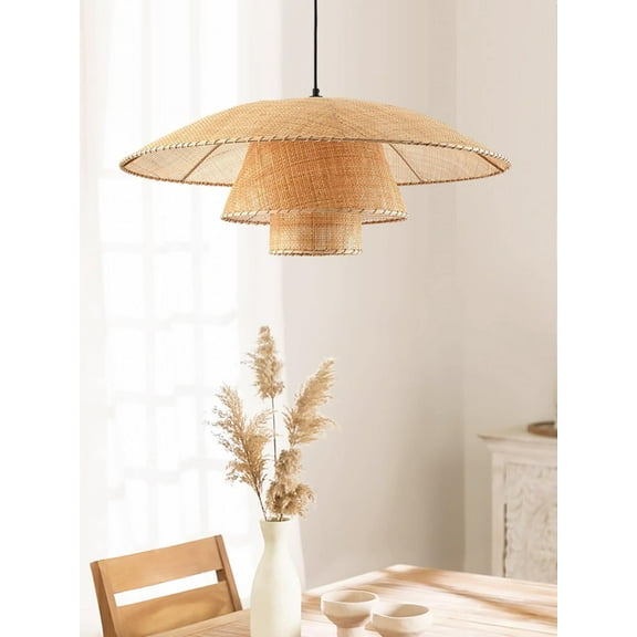 Arturesthome Handwoven Rattan Pendant Lights, Rattan Lampshade,Bamboo Lamp,Bamboo Pendant Lights,Kitchen Island Lamp,Wicker Light Fixture,Rattan Lighting