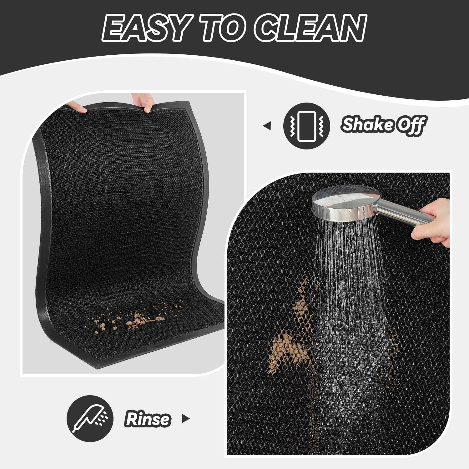 SIXHOME Outdoor Mat 17"x30" Front Door Mat Non Slip Rubber Doormat Low Profile Welcome Mat for Outside Absorbent Dirt Trapper Outdoor Doormat with Elastic Mesh Surface Heavy Duty Floor Mat Black