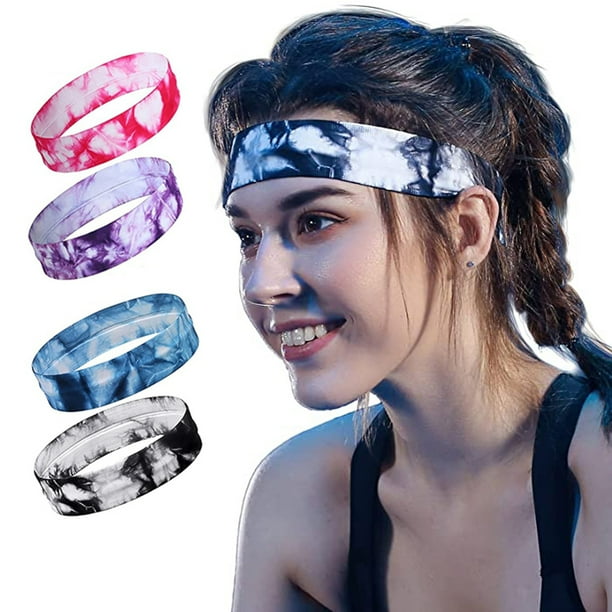 Paquete de 4 diademas deportivas para hombres, banda para el cabello antideslizante, diadema deportiva, banda para el sudor absorbente de humedad para correr, Yoga, ciclismo, Fitness