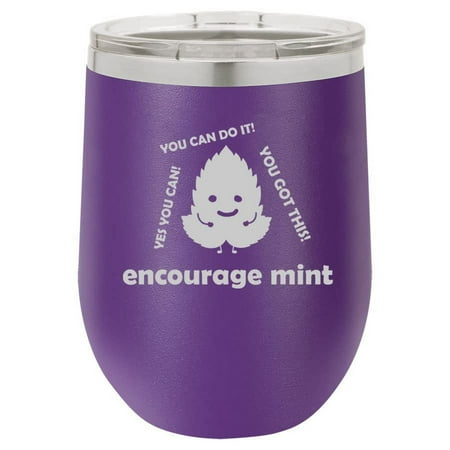 

12 oz Double Wall Vacuum Insulated Stainless Steel Stemless Wine Tumbler Glass Coffee Travel Mug With Lid Encourage Mint Funny Motivational Student Coworker Promotion Going Away New Job Gift (Purple)