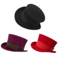 thumbnail image 5 of Fedora Top Hat Black Short Brim Dress Up Flat Top Hat Surprise Gift for Boyfriend Father Uncle Casual Cap, 5 of 8