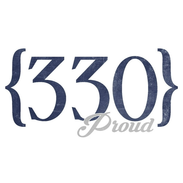 Akron, Ohio, 330 Area Code (Blue) (9x12 Wall Art Print, Home Decor