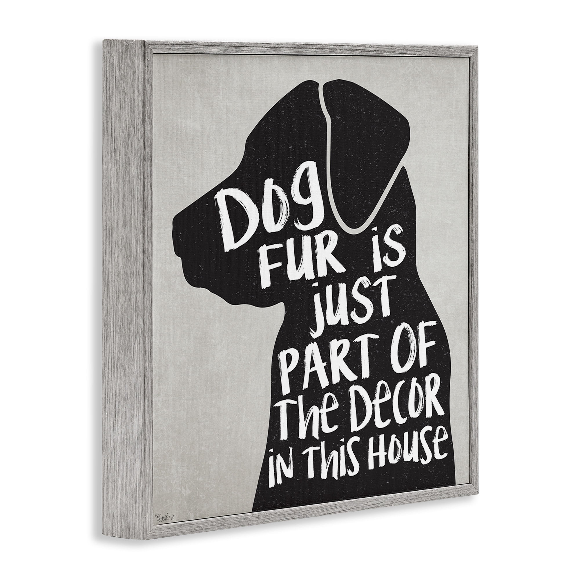 Stupell Industries Dog Fur Funny Pet Phrase Animals & Insects Painting Gray Framed Art Print Wall Art, 12 x 12