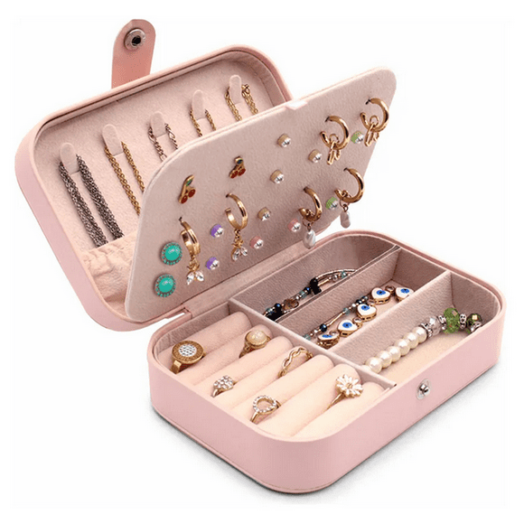 Organizador Joyas Estuche Aretes Anillos Alhajero Color Rosa